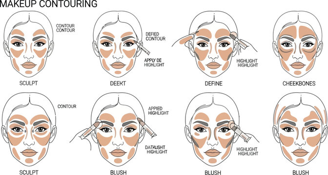 Step by step makeup contouring guide for a flawless face