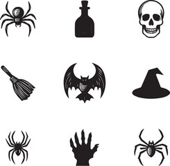 Horror & Gothic Icons | Skull, Spider, Witch Hat, Spiderweb