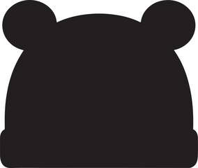 Children Winter Hat Black Silhouette Icon &ndash; Kids Cold Weather Cap Illustration