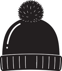Children Winter Hat Black Silhouette Icon &ndash; Kids Cold Weather Cap Illustration