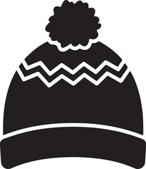 Children Winter Hat Black Silhouette Icon &ndash; Kids Cold Weather Cap Illustration