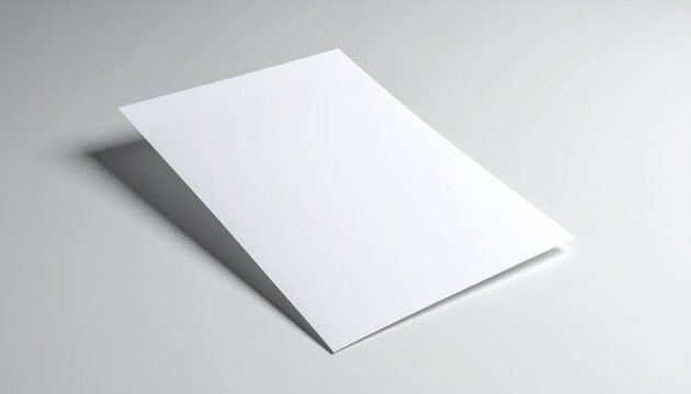 Clean blank white folded paper brochure or leaflet mockup template on a minimalist grey background. Ideal for professional design concepts, branding visuals, and marketing with ample copy space