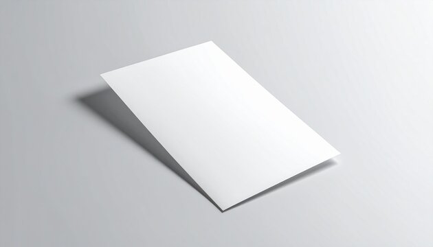 Blank white folded paper card or brochure mockup on a light grey background with a soft shadow
