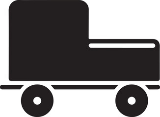 Kid Wagon Silhouette Icon Isolated on White Background &ndash; Children Toy Cart Vector