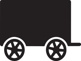 Kid Wagon Silhouette Icon Isolated on White Background &ndash; Children Toy Cart Vector