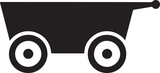Kid Wagon Silhouette Icon Isolated on White Background &ndash; Children Toy Cart Vector