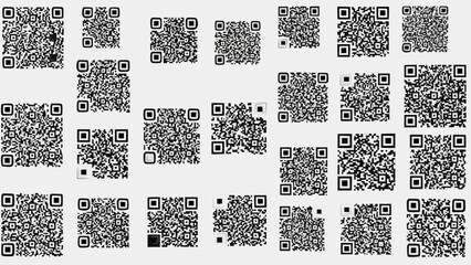 Collection of QR Codes of Various Sizes and Designs.