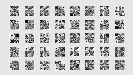 Collection of QR Codes on a Light Grey Background.