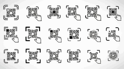 Collection of QR Codes with Finger Scan Icons.