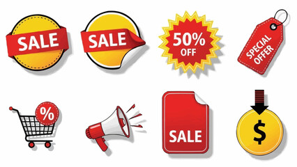 Collection of Retail Sale and Discount Icons and Symbols.