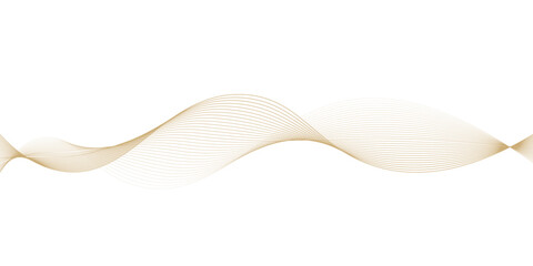Luxury abstract gold wavy line pattern on white background with copy space. Elegant golden color on smooth gradations. Vector illustration