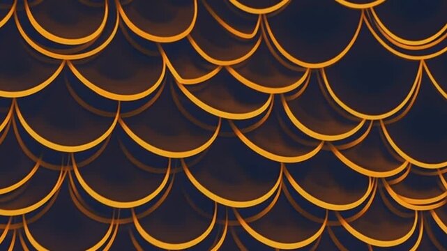 Dark Blue Background with Orange Scallop Pattern, Abstract Geometric Overlay