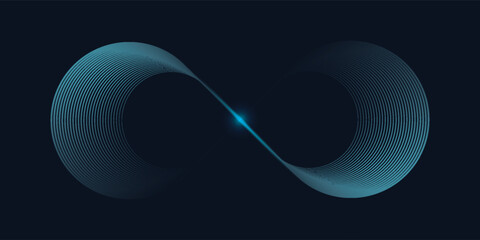 Abstract background with blue glowing lines in infinity pattern. Abstract futuristic technology concept. Vector illustration