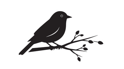 Obraz premium A black silhouette of a bird perched on a branch silhouette