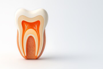 Detailed cross section model of a human tooth showing internal anatomy