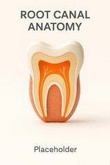 Educational model illustrating the internal anatomy of a tooth and root canal