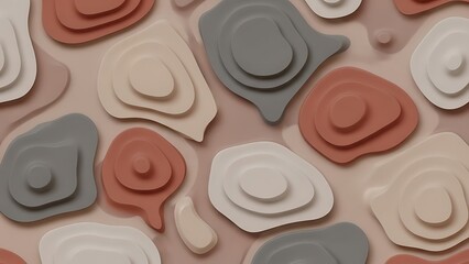 Abstract topographic map with layered contour lines in a soft pastel color palette, perfect for design backgrounds