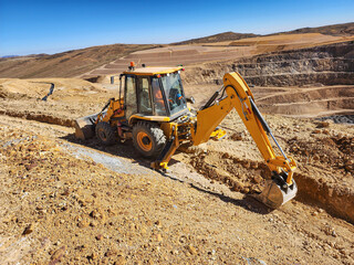 Trench excavation process with excavator for water channel construction