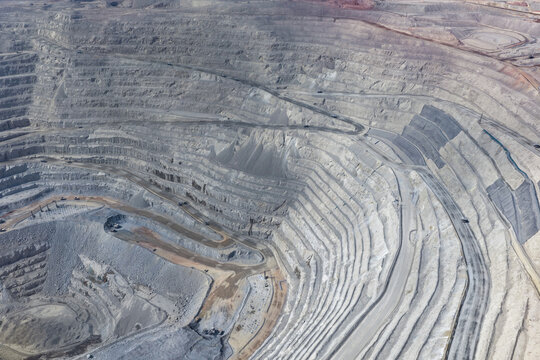 Panoramic view of a mine in the process of exploitation and extraction of gold and silver minerals