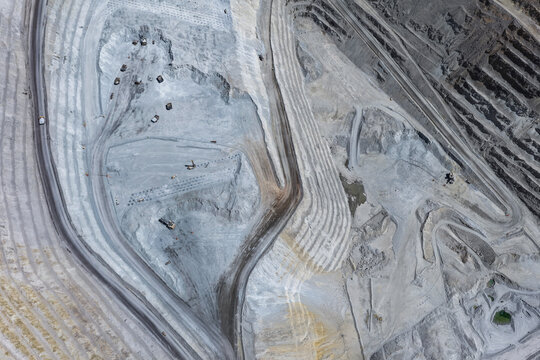 Panoramic view of a mine in the process of exploitation and extraction of gold and silver minerals