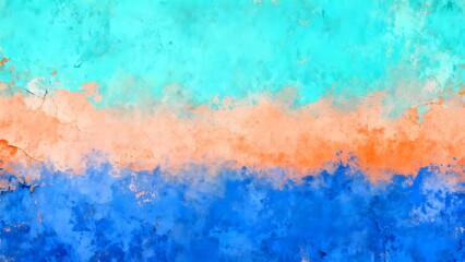 Obraz premium Abstract Textured Background with Turquoise Orange and Deep Blue Gradient