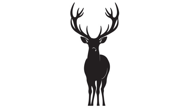 A majestic deer silhouette stands alone against a white background