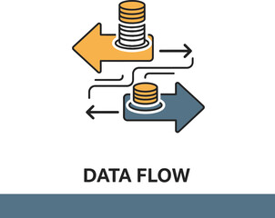 Business Data Flow and Process Management Line Vectors on Transparent Background