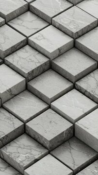 Abstract Marble Cubes Background Motion Loop Grey Stone Blocks