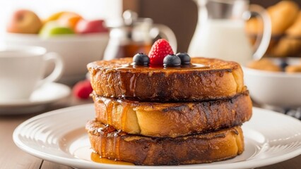 Stack of French Toast with Fresh Berries.