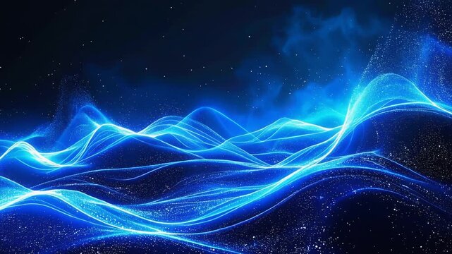 青く光る流線　近未来的な抽象デジタルアート
