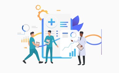 Healthcare professionals analyzing medical data and patient reports