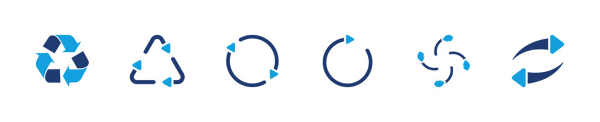 Recycling icon set. Reuse reduce circular economy sustainability. Solid icon collection.