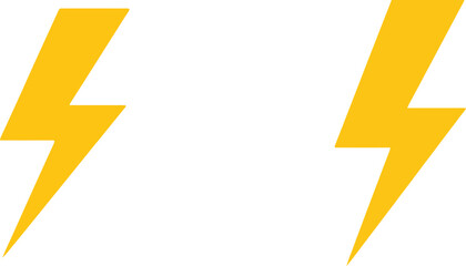 Two yellow lightning bolt icons side by side on a white background with bold lines and bright colors.