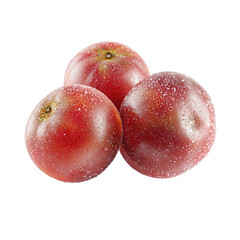 Obraz premium Three Red Apples with Water Droplets isolated on a transparent background