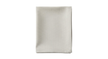 Rectangular unbleached linen napkin, earthy beige, precisely folded with crisp lines, textured weave, on a seamless pure stark white studio background with no shadows, minimalist product concept