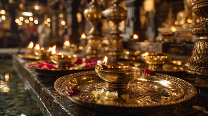 Celebrating Navam Poya Day with Illuminated Offerings and Decorations during Navam Perahera in Sri Lanka