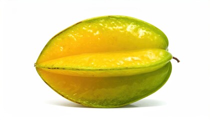 Fresh Ripe Yellow Carambola Star Fruit Isolated On White Background