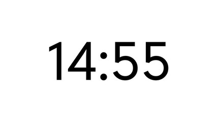 Modern countdown timer from 15 minute to 14 minute on white background suitable for presentations, productivity, educational content, and more - Powered by Adobe