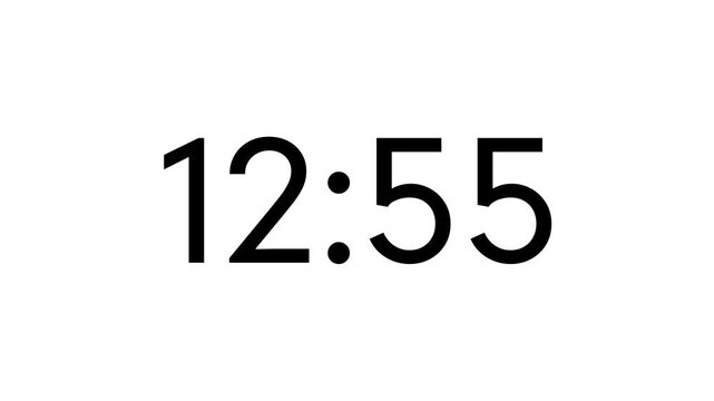 Modern countdown timer from 13 minute to 12 minute on white background suitable for presentations, productivity, educational content, and more