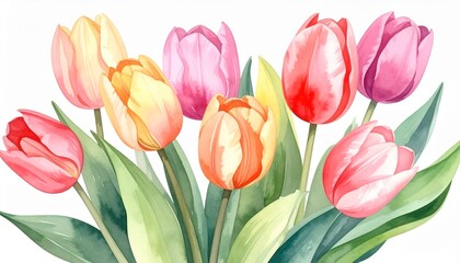 Naklejka premium チューリップの花束のイラスト（白背景）