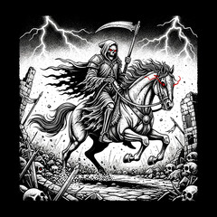 Grim Reaper on Horseback with Scythe.