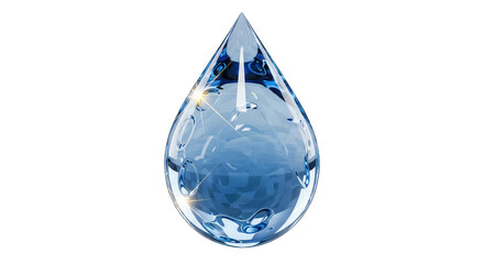 Fototapeta premium A perfect clear blue water droplet reflecting light against a dark background