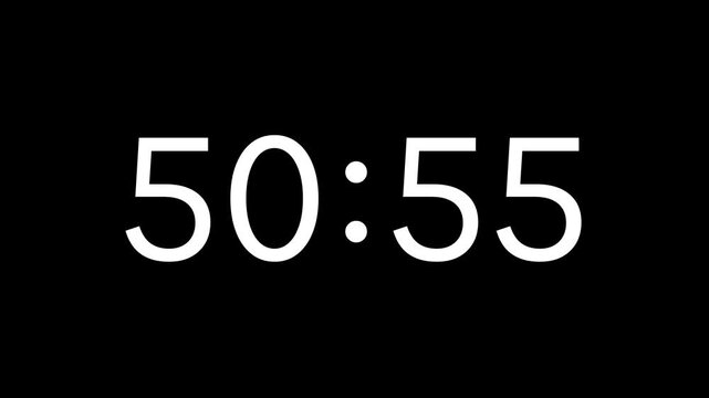 Countdown digital timer from 51 minute to 50 minute on black background