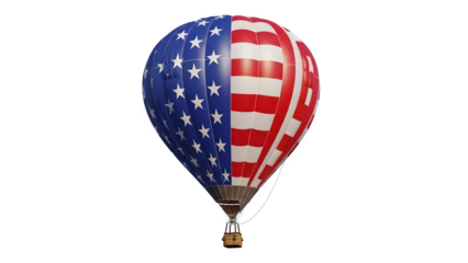 National freedom day american hot air balloon isolated on transparent background