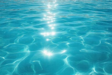 Shimmering sunlight reflections on clear turquoise water surface creating calming and peaceful atmosphere