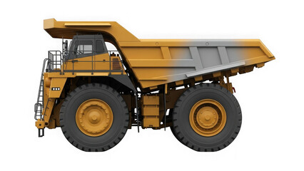 Fototapeta premium large yellow mining dump truck with big wheels