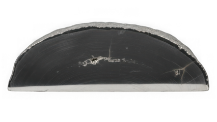 Metallic object with silver and black surface