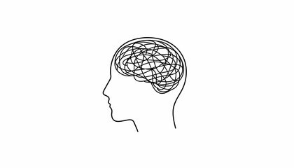 Mindful person with tangled thoughts in head