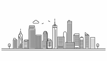 Modern city skyline with skyscrapers and urban landscape