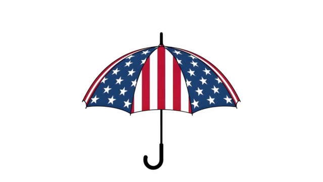 National freedom day american flag umbrella isolated on transparent background - Powered by Adobe